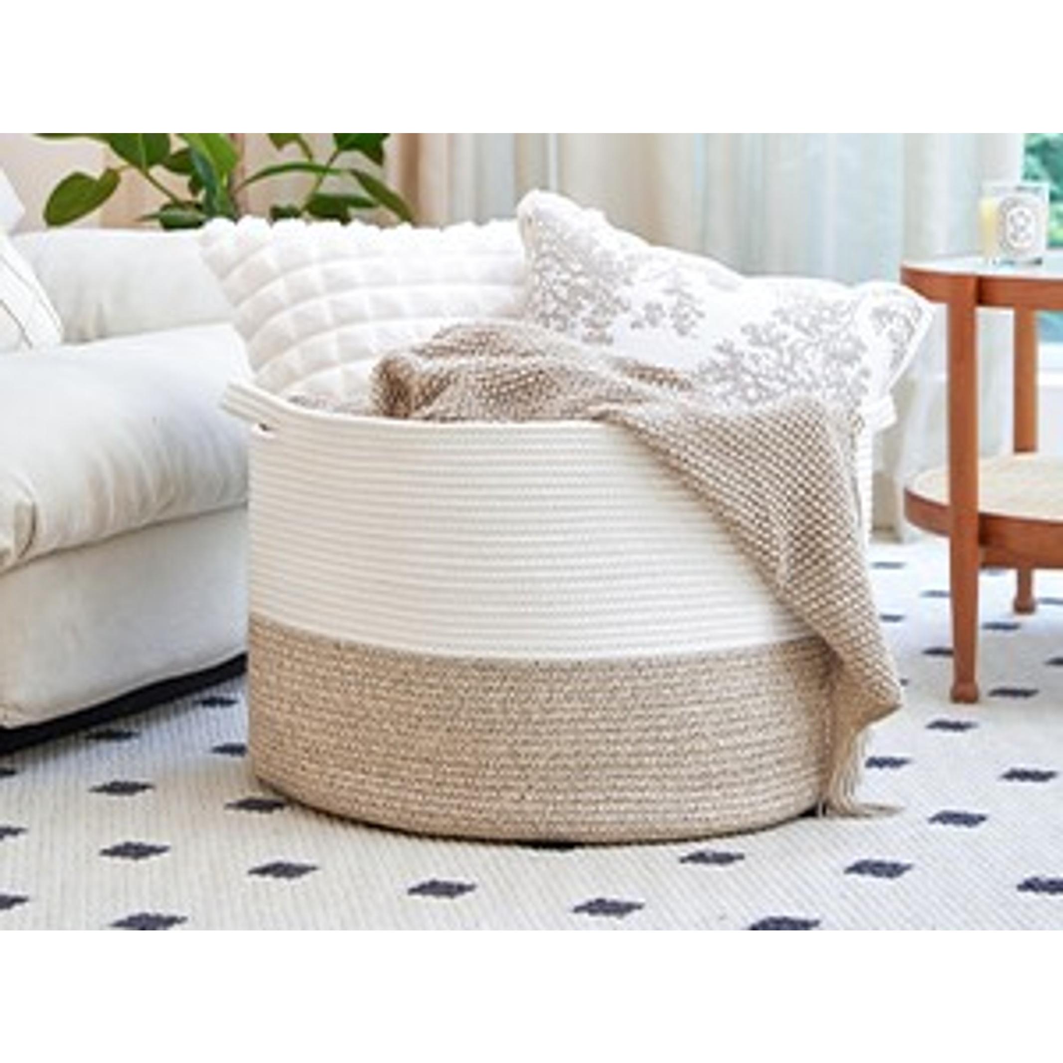 Extra Large Cotton Rope Basket 22" x 14" - Toy Basket for Kids -Blanket Basket for Living Room - Woven Baskets for Storage