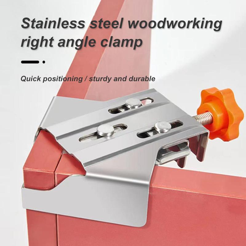 IMBOT Stainless Steel Adjustable 90-degree Right Angle Clamp, Durable Self Locking Plate Design Fixing Clamp for Woodworking & Daily Use, Metal