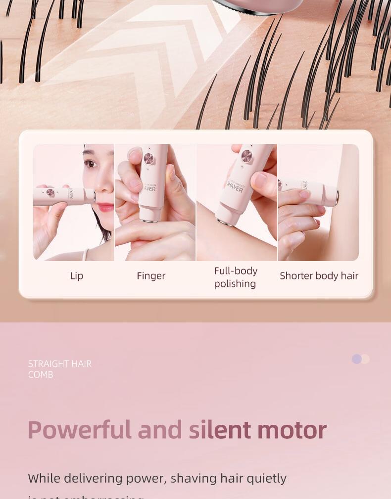 New double-head facial shaving and hair removal device for women. Suitable for face, lips and chin. USB rechargeable double-head wireless electric razor.