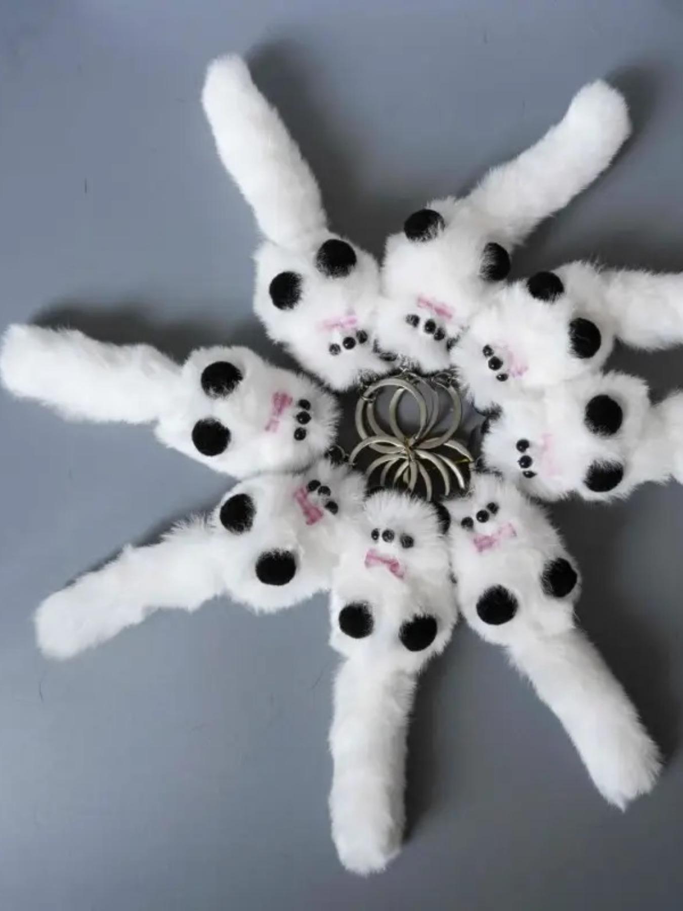 Cute Cartoon Bear Keychain Pendant, Artificial Leather and Wool Animal Charm, Ladies Bag and Car Decoration Key Ring