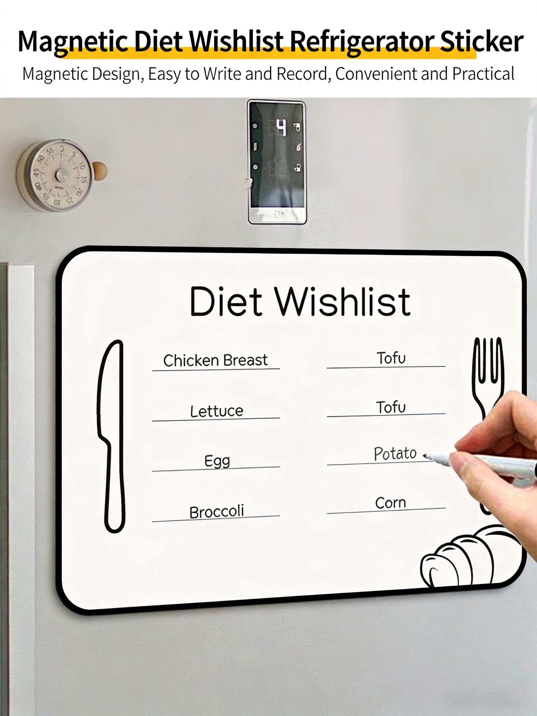Magnetic Fridge Whiteboard Menu, Daily Shopping List Notebook, Durable Easy Clean, Strong Magnet, Perfect for Recipes Grocery Notes
