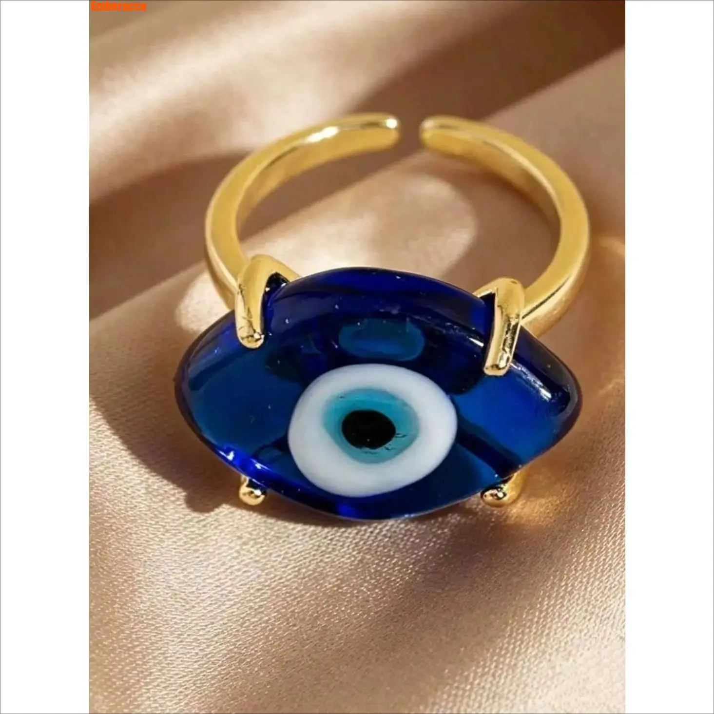 Women's Blue Crystal Statement Ring, Vintage Punk Adjustable Cocktail Ring with Sparkling Gemstone Accent, Bold Chunky Fashion Jewelry for Party, Date Night, Concerts & Everyday Wear