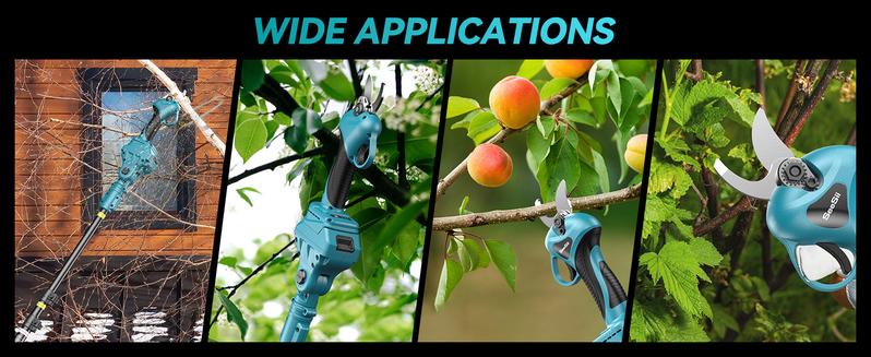 SeeSii 2-in-1 Cordless Electric Pruning Shears with Pole, 15Ft Reach, 1.2" Cutting Diameter, 21V 2x 4000mAh Batteries, Battery Powered Tree Pruner with Brushless Motor for Efficient Branch Trimming PS100 #TikTokShopBlackFriday