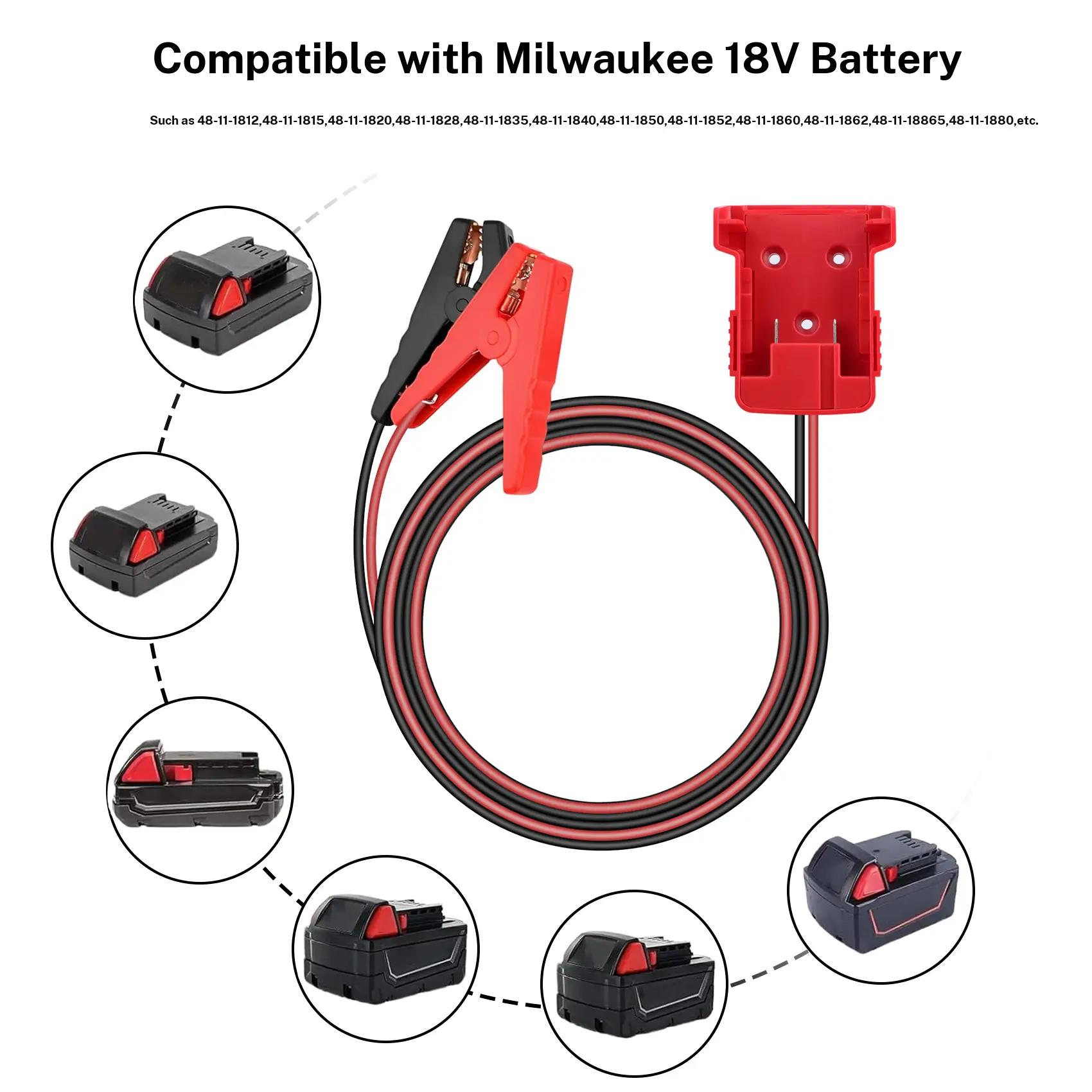 [FathersDayGift] Jumper Cable Clamps for Milwaukee 18V ∧∧ 18 Battery, 5.4FT 12AWG Jumper Starter
