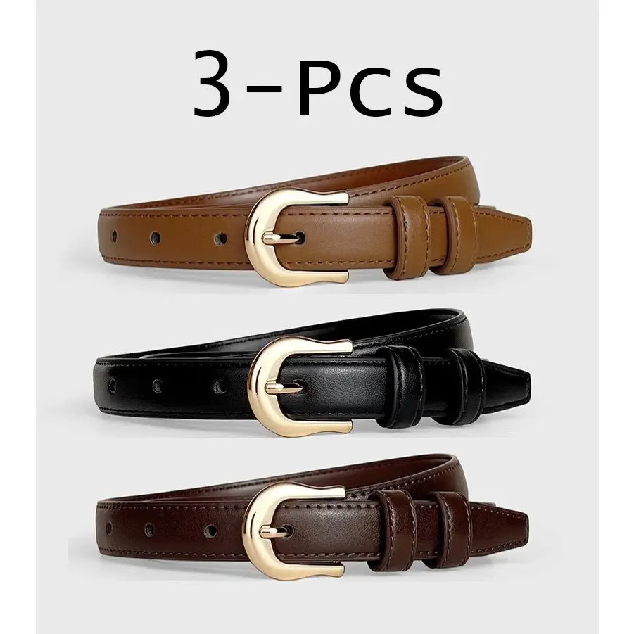 Women's Minimalist Casual Plain Color   Belt, Adjustable Belt, Vintage Trendy Belt, Fashionable Versatile Belt for Jeans & Dress Decoration, Vintage Appeal,   Buckle, Casual Style Belts