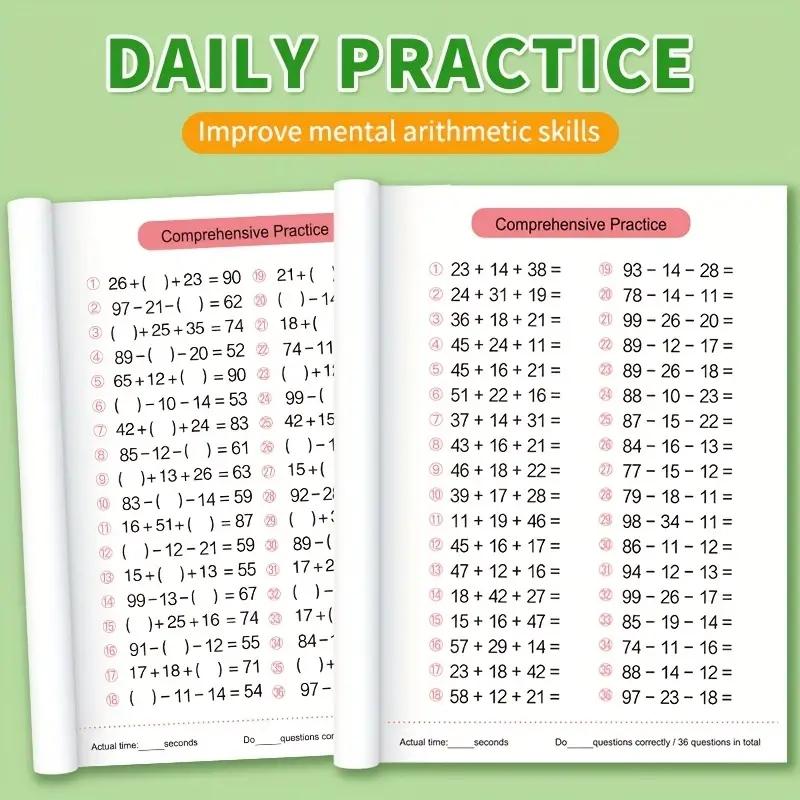 Kindergarten Math Addition Subtraction Workbook, 10-100 Number Practice Book, Early Learning Calculation Exercise Sheet