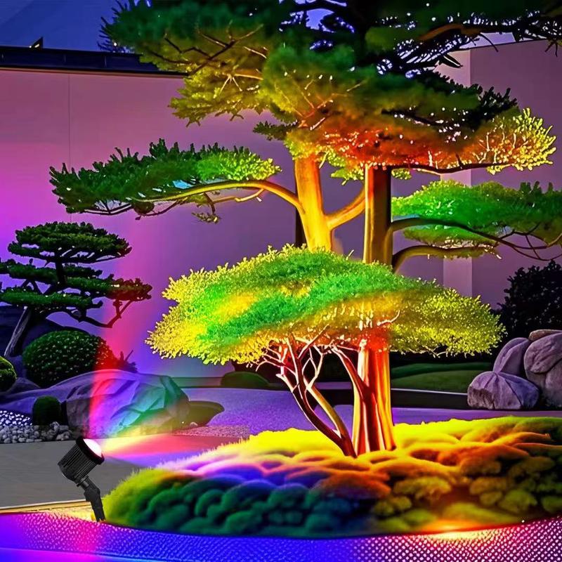 Smart Solar Spotlights Set of 6, APP Control, Total Length 42.7 Feet, 16 Million Colors, Ip65 Waterproof, Garden Path Lawn Decor, Outdoor Landscape Lighting