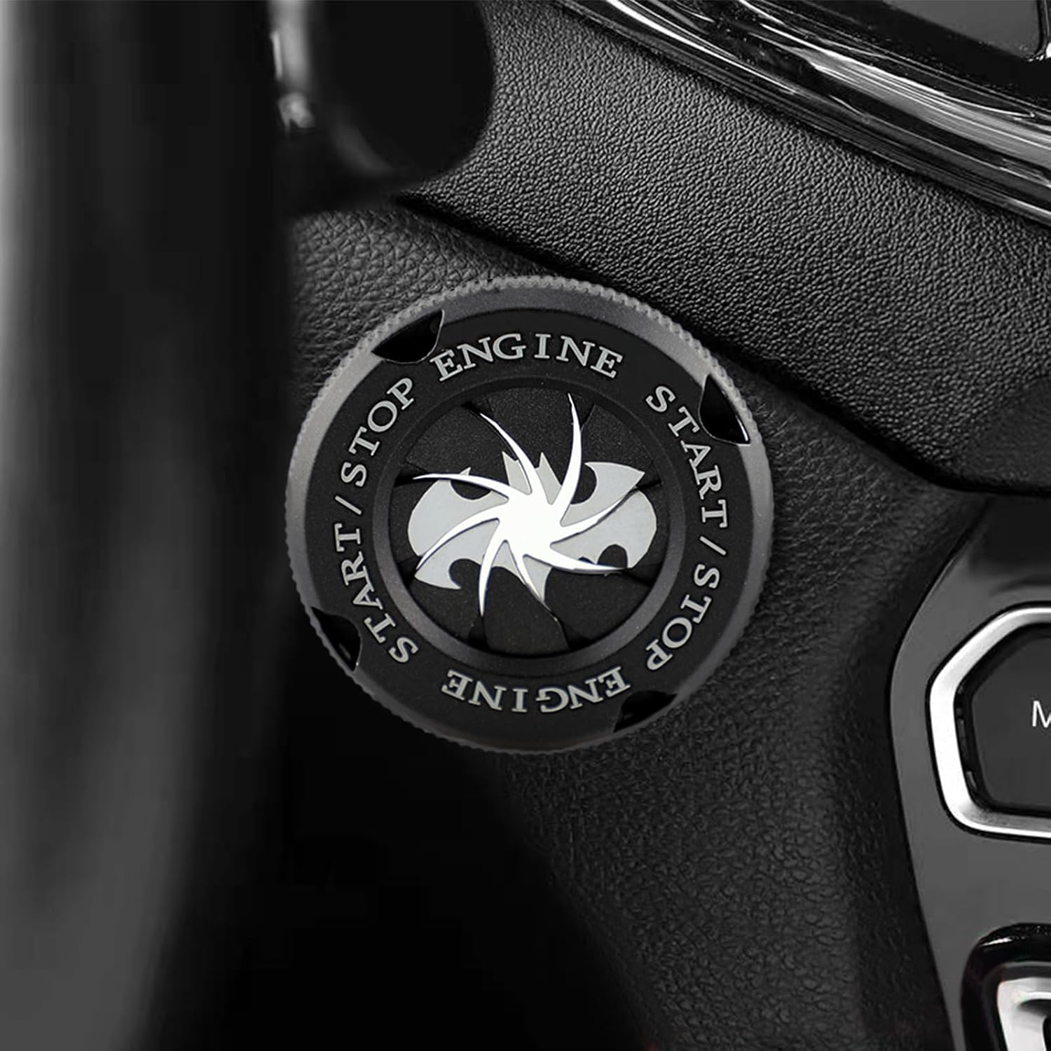 Bat Rotary Design Car Push Start Button Cover, Universal Engine Start Stop Switch Protector, Anti-Scratch Interior DIY Decoration Accessories, Ideal Gift for Men (Bat Black)