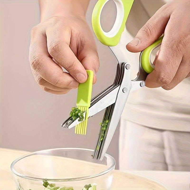 Stainless Steel Chive Scissors with Safety Cover  Multi-Purpose Kitchen Shears for Chopping Chives, Herbs, and Vegetables Ideal Home Essential