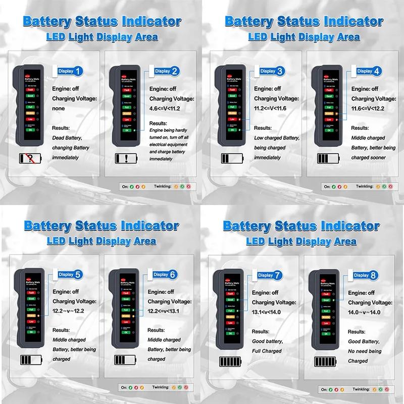 ANCEL BM310 12V Car Battery Tester 6 LED Lights Display Battery Health Analyzer Digital Battery Detector