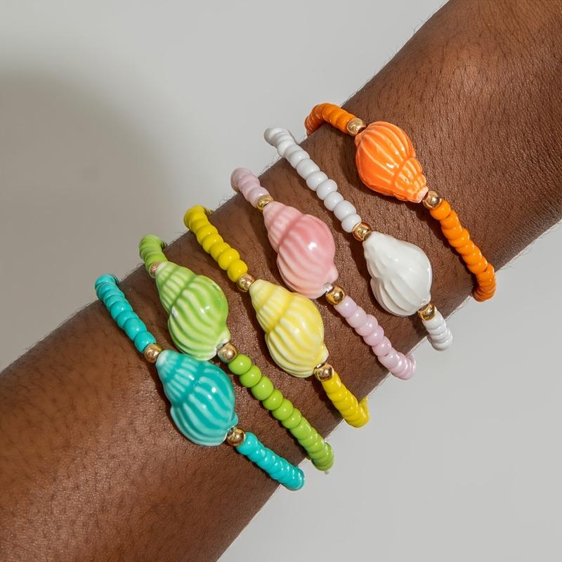 Women's 20pcs Colorful Bracelet Set - Stackable Beach Charm Arm Candy with Round Beads and Ocean Charms for Vacation & Casual Wear, Daily Wear, Colorful Beads, Arm Candy Accessories, Bracelet Stacking, Bracelets
