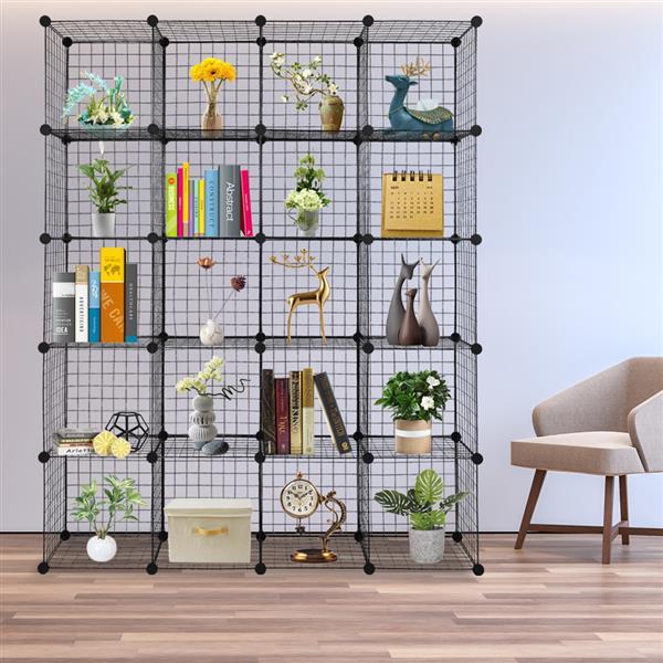 20-Cube Organizer Cube Storage Storage Shelves Wire Cube Storage Origami Shelves Metal Grid Multifunction Shelving Unit Modular Cubbies Organizer Bookcase Household Plastic