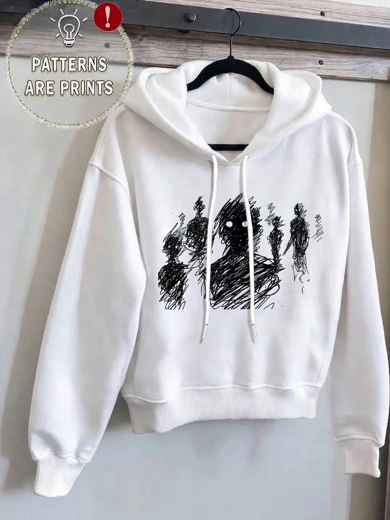 Men's Casual Hooded Sweatshirt, Shadow Print, Loose Fit, Streetwear, Comfortable, Trendy, Hip Hop, Daily Wear