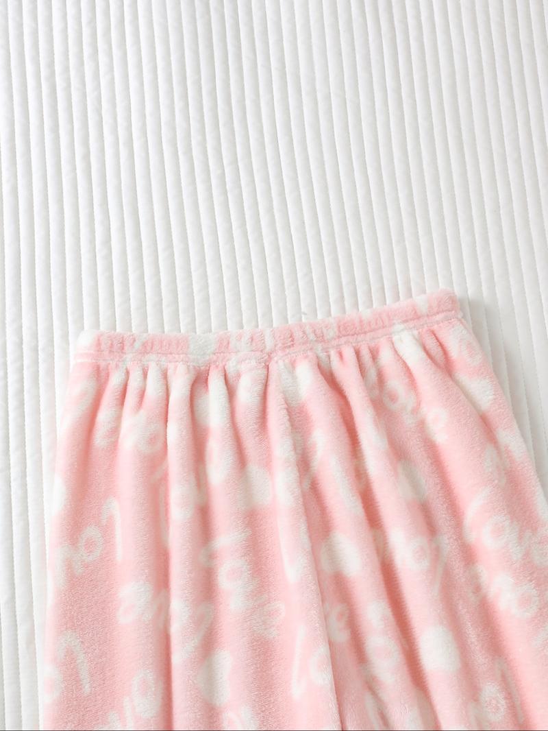 Two-piece Set Women's All Over Cartoon Bear Print Lapel Collar Top & Elastic Waist Pants Pajama Set, Long Sleeve Button Up Top & Pants Pj Set, Women's Sleepwear for Winter