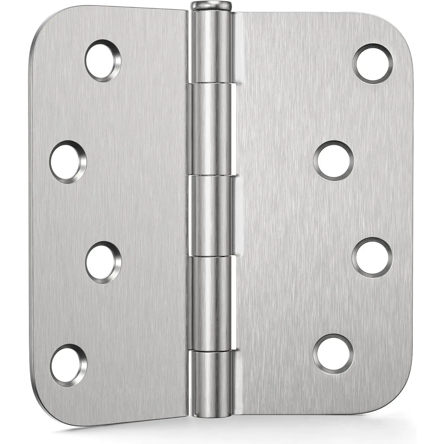 3 Pack 4 Inches Metal Door Hinges, Brushed Nickel with 5/8" Radius & Square Corners, Removable Pin, Anti-Rust Finish, No Squeaks Heavy-Duty Hinges for Exterior Front & Back Doors