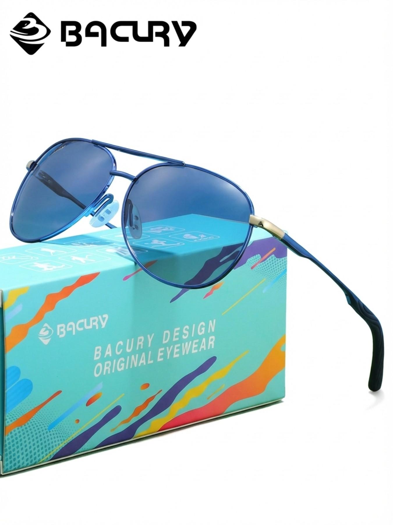 BACURY Beach Vacation Polarizer Sunglasses, Men'S And Women'S Stainless Steel Oval Frame, Outdoor Travel Reduces Glare, Versatile, Uv Resistant