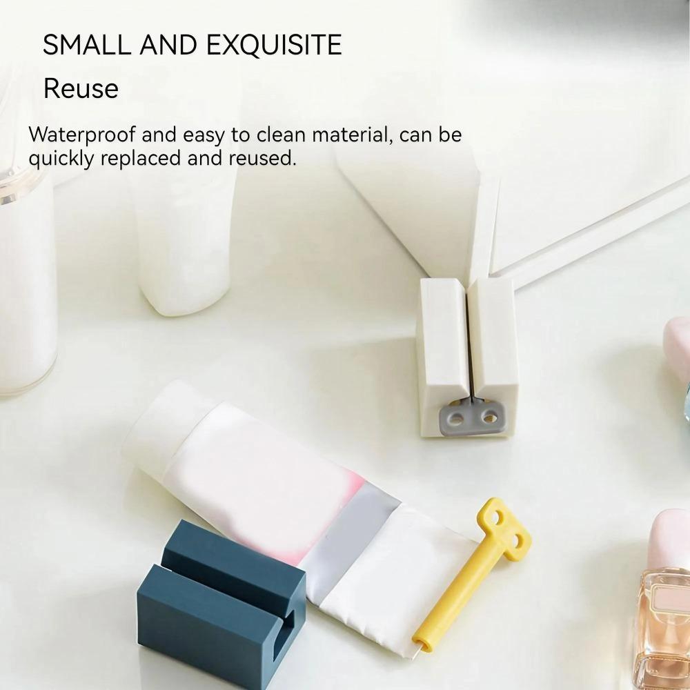 Manual Toothpaste Squeezer Roller - No-Installation Wall-Mounted Tube Dispenser, Strong Suction Save Paste Anti-Waste Bathroom Organizer, Fits All Tubes, Non-Slip Moisture-Resistant Tail Clip
