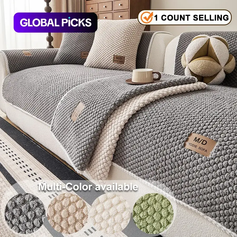 1-Piece Pet-Friendly Plush Sofa Covers, Couch Slipcover, Non-Slip Wear-Resistant for 2/3/4-Piece Sectional Sofas #GLOBAL PICKS