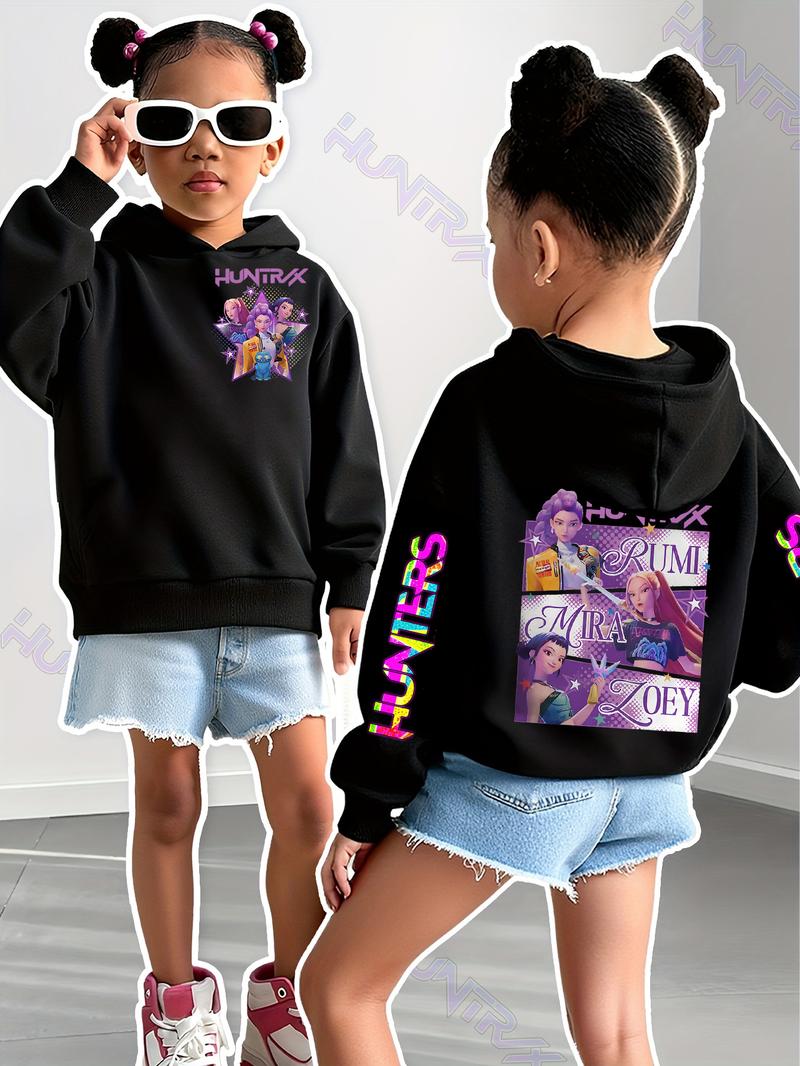 Girls Kpop Demon Hunters Series Hoodie, Rumi Mira Zoey Cartoon Print, Spring Fall Fashion Casual Sweatshirt, Christmas Gift Idea