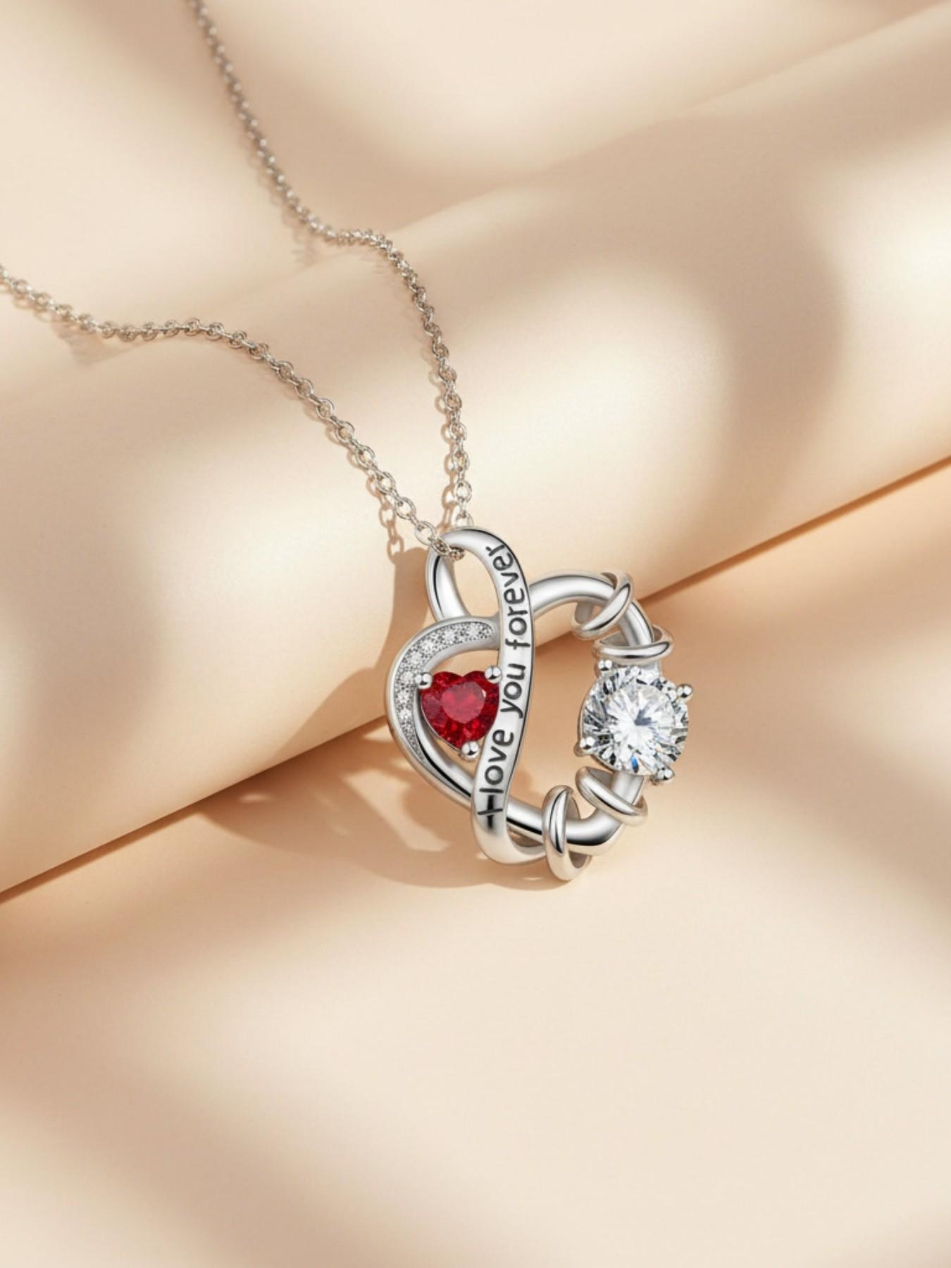 Eternal Burning Heart Original high-end heart-shaped "I Love You" gem necklace with luxury premium design.Paired with a preserved rose & teddy bear gift box.Perfect mysterious gift for festivals, birthdays, Valentine's Day, Mother's Day and Christmas.