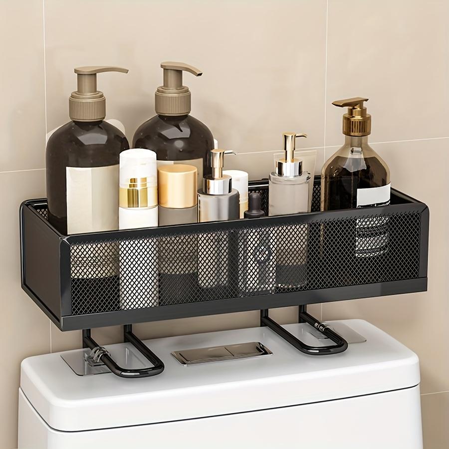 Wrought Iron Bathroom Shelf - Fine Mesh Shower Caddy - Toilet Top Paper Storage Rack - Portable Shower Shelf - Bathroom Accessories - Suitable for Toiletries & Cosmetics Storage and Organization - Washroom Accessories - Home Decor, Shelves