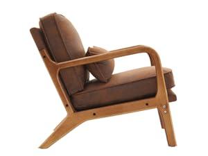 【Back to School】Karl home Accent Chair Mid-Century Modern Chair with Pillow Bronzing Cloth Lounge Arm Chair with Solid Wood Frame & Soft Cushion for Living Room, Bedroom, Belcony, Brown