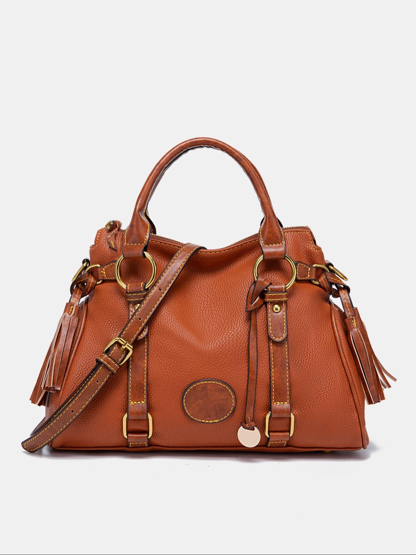 1 Piece Women's Fashionable Simple Color Tote Bag, Crossbody Tote Bag, Fashionable Large Capacity Tote Bag for Women & Men, Retro Bag for Commuters and Students