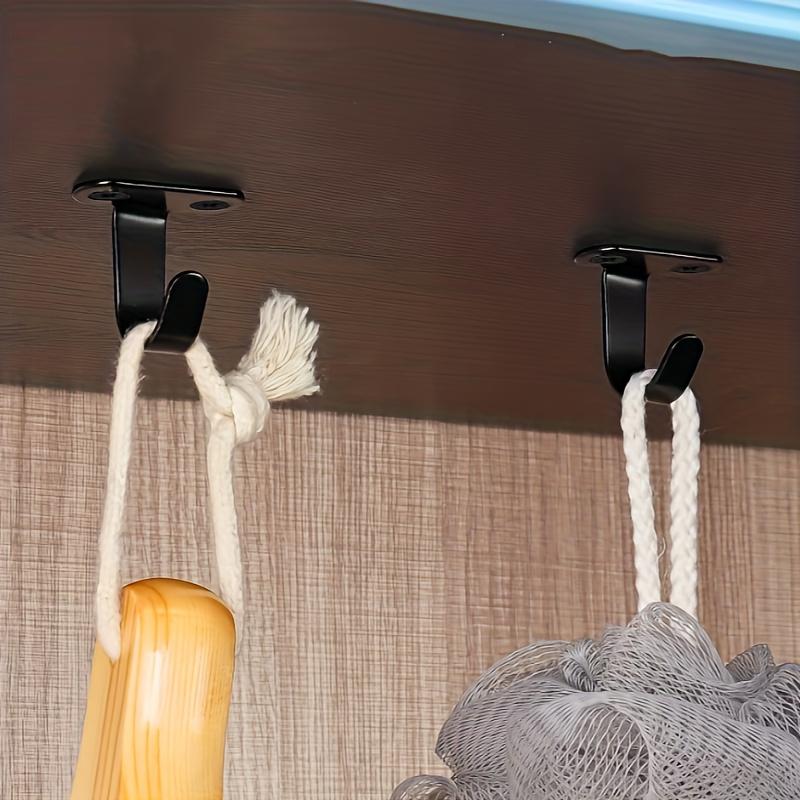 4pcs Contemporary Metal Ceiling Hooks, Under-Shelf Towel/Robe Clothes Hangers, Heavy-Duty Coat Hooks For Bathroom, Kitchen Cabinet, And Garage, Easy To Install