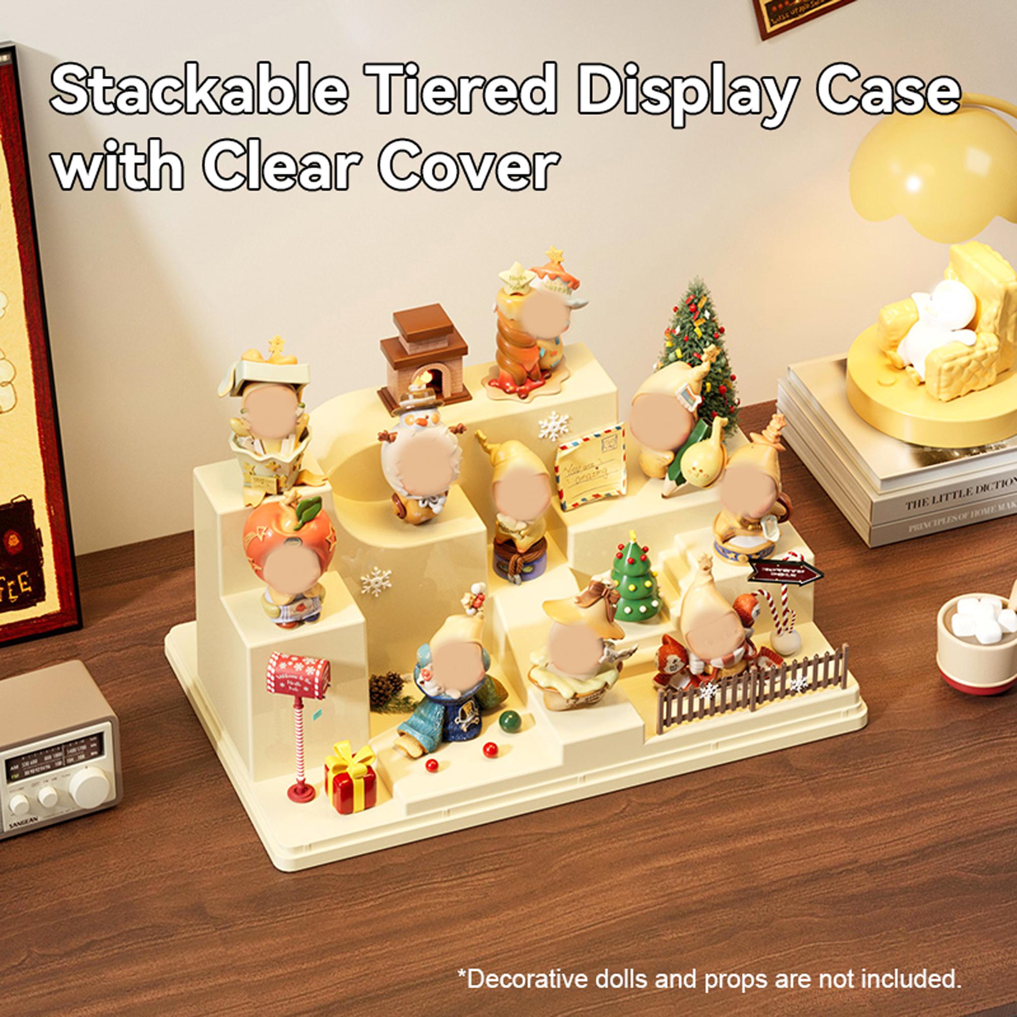 Figure Doll Storage Display Case, Dustproof and Moisture-Proof, 3D Structure, Suitable for LABUBU, Skullpanda, DIMOO, HIRONO, MOLLY Collectibles, Desktop Storage Box