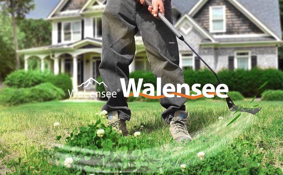 Walensee Grass Whip with Double-Edged Serrated Sharp Steel Grass Cutter with Soft Rubber 22-Inch Handle Cut Tall Grass and Overgrown Weeds in The Yard, Fields, and Ditches, Black,1 Pack