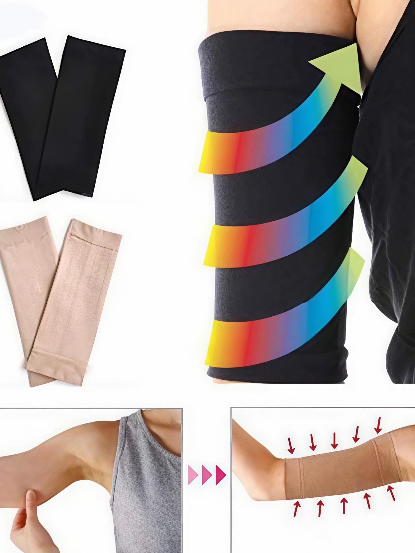 2 pairs of slim arm sleeves, Compression arm shaper, elastic compression shaping arm sleeves, women's sports arm support sleeves, universal slim arm shaping sleeves, improves upper arm looseness and love handles, suitable for shaping, sun protection