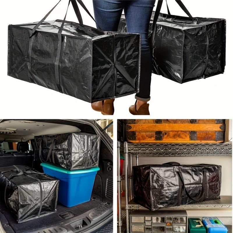 Black moving bag, extra large size with reinforced handles, sturdy and durable, reusable storage bag with zipper, suitable for clothes, attic, moving garage, travel and student dormitories, and can also be used for under-bed storage