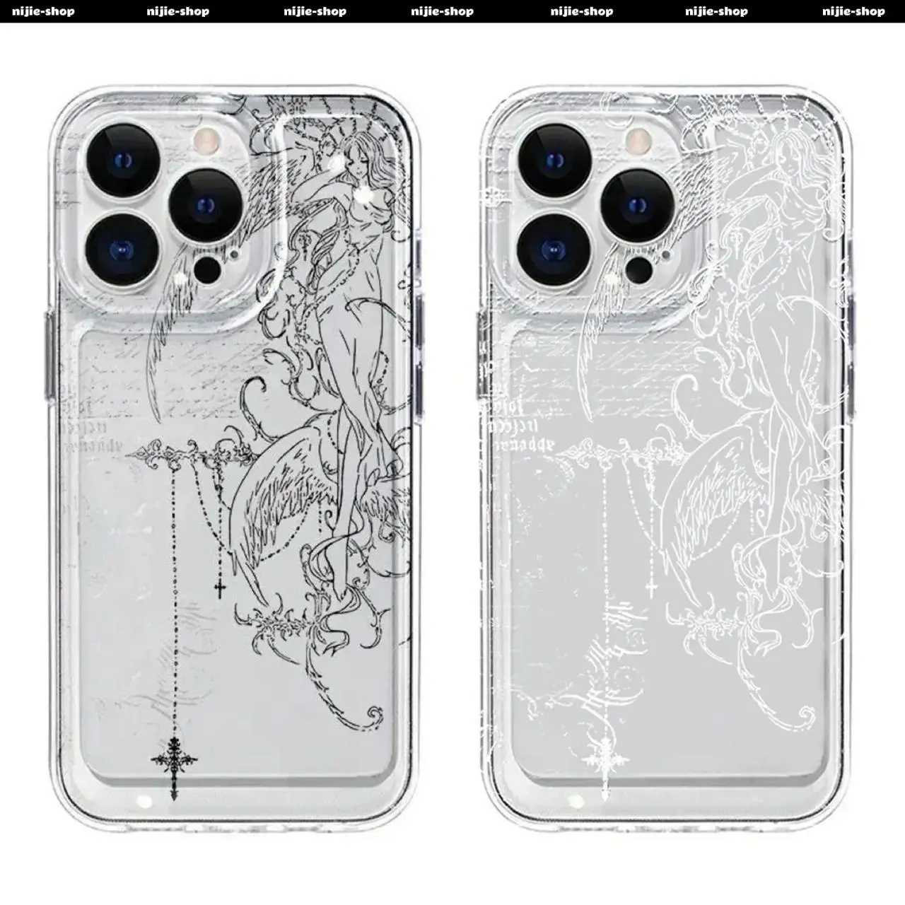 Suitable Ins Style Creative Fashion New Mobile Cover Simple Full-Package Transparent Protective Shell For iPhone 17 16 15 14 13 12 11 Pro Max Plus Air & Samsung Galaxy S25 S24 S23 S22 S21 fe EDGE Plus Ultra- Top Fan's Angel Case as Perfect Gift y2k