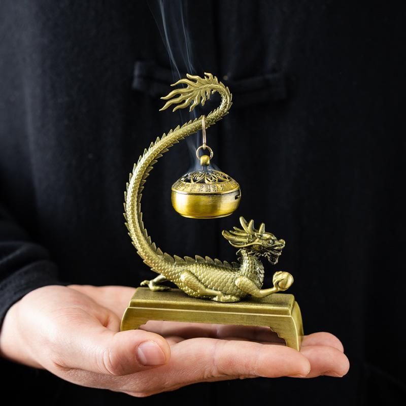 Metal Dragon Incense Burner, Zen Feng Shui Decorative Item, Ideal for Meditation, Yoga, Spa, Home Decoration, Perfect Gift