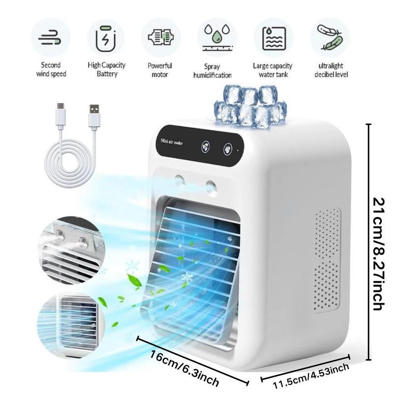 【Summervibes】BougeRV Portable Air Cooler Fan 3 in 1 Rechargeable Fan with 2 Mist Speeds and Powerful Wind, Mini Multifunctional Cooling Fan for Bedroom, Office, Camping 【Summervibes】BougeRV Portable Air Cooler Fan 3 in 1 Rechargeable Fan with 2 Mist Speeds and Powerful Wind, Mini Multifunctional Cooling Fan for Bedroom, Office, Camping