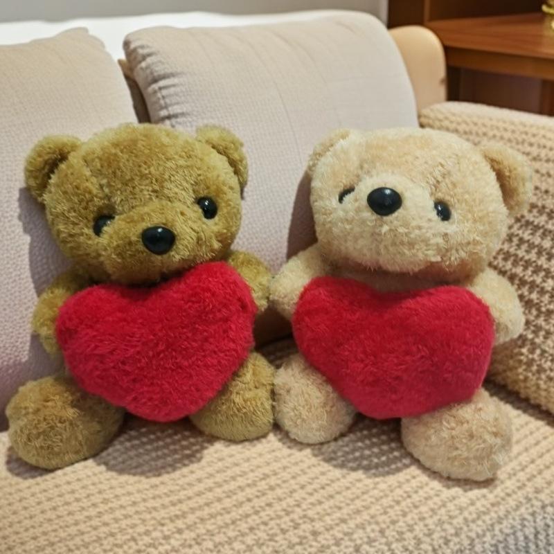 1pc Valentine's Day Gift Plush Teddy Bear Cute Bears with Red Heart, Soft Stuffed Animals for Romantic Presents, Ideal for Boyfriend/Girlfriend/Wife/Husband, Soft Cuddly Gift