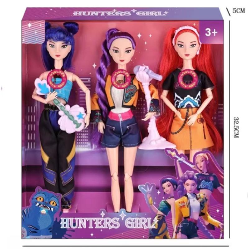 New Year Gift Demon Hunter Girl Doll with Musical Instrument Accessories, Jointed Toy Doll, Christmas & Birthday Present,,Demon Hunters Kpop Merch