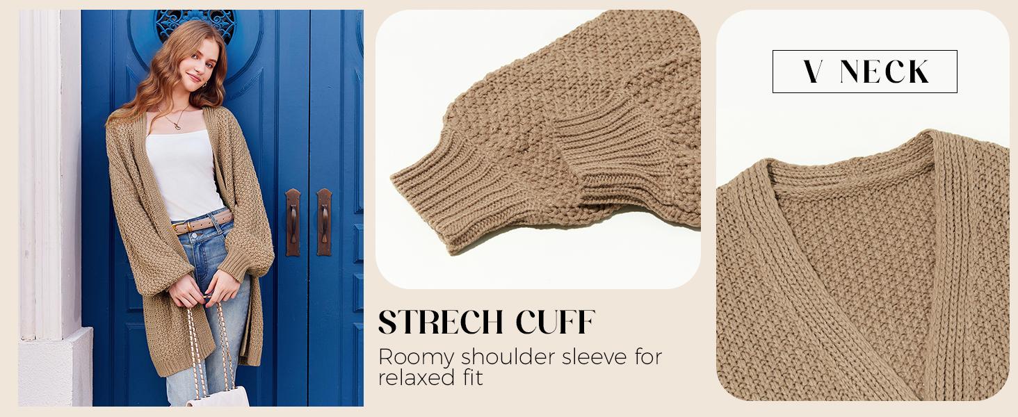 Goranbon Womens Long Sleeve Open Front Sweaters Plus Size Casual Kimono Lightweight Soft Knit Cardigan Outerwear