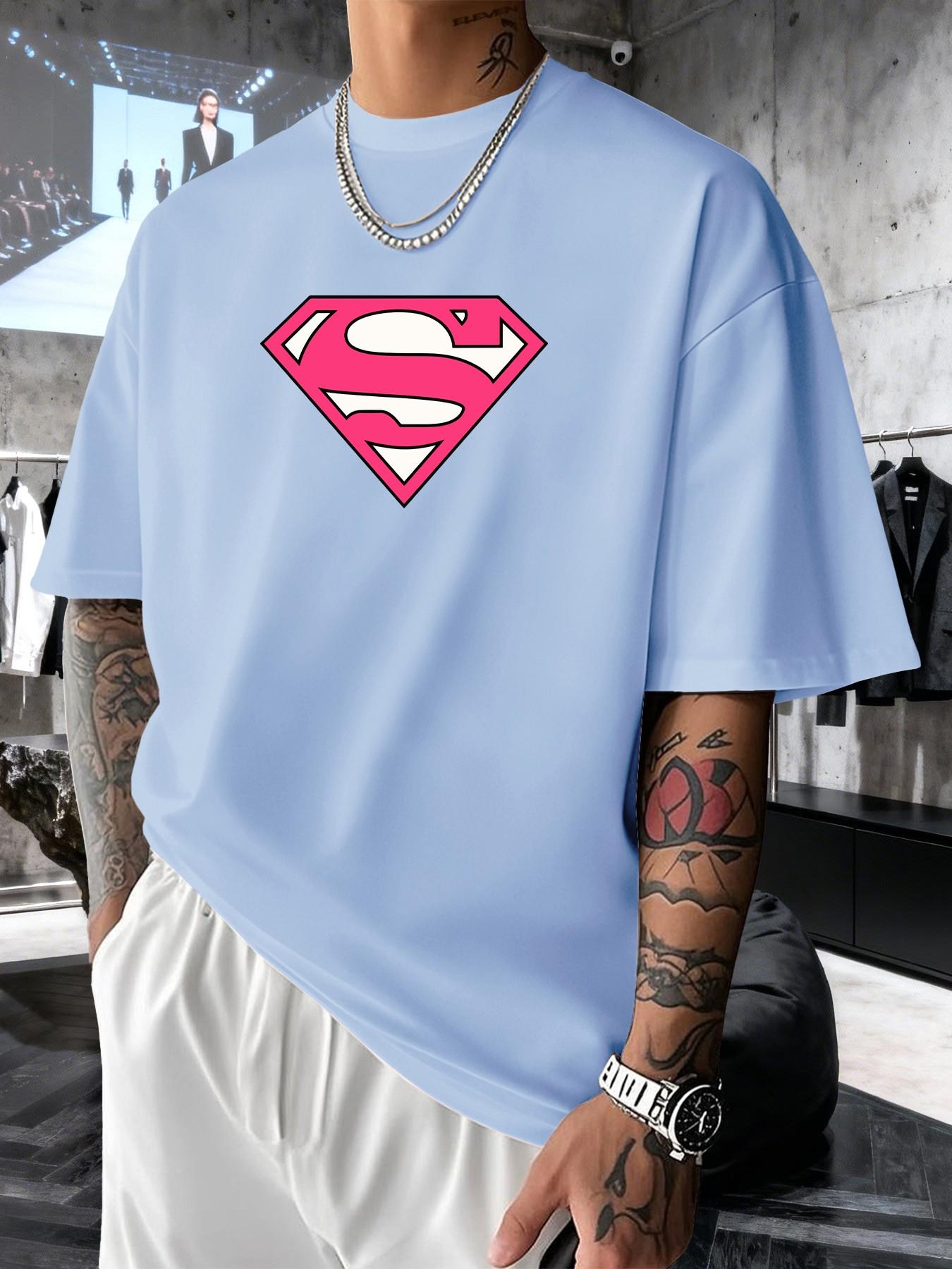 Superman S Classic Logo Men's Fashion Short Sleeve Round Neck Casual Summer T-Shirt, Suitable for Daily Wear