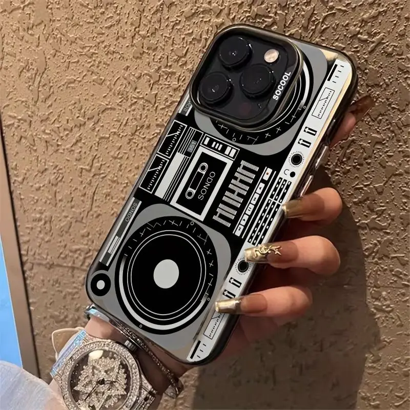 Phone Case - Laser Energy Case Black Dj Turntable And Cassette Design for Party Music Lovers Iphone 17 Pro Max Iphone 17 Pro Iphone 17 Plus Iphone 17 Iphone 16 Pro Max Iphone 16 Pro Iphone 16 Plus Iphone 16