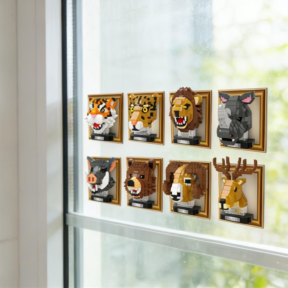 8-Pack DIY Animal Head Block Refrigerator Magnets, New Plastic Suction Cups, Home Creative Decoration, Perfect Holiday Gift