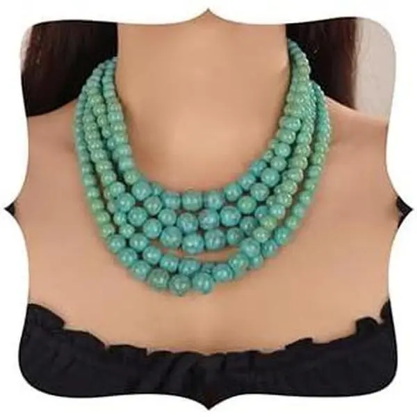 Bohemian Statement 5 Layer Green  Necklace 1920s  Earrings   Necklace Bridal Wedding Elegant Minimalist  for Women