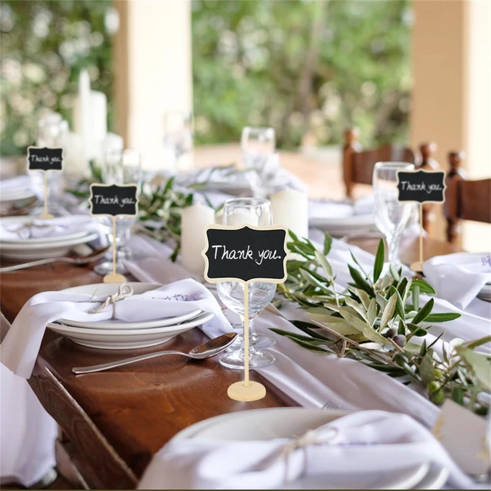 Mini Blackboard Signs Set, 10 Small Wooden Labels with Stand, Table Display Markers, Position Cards, Food Tags, Wedding Decorations