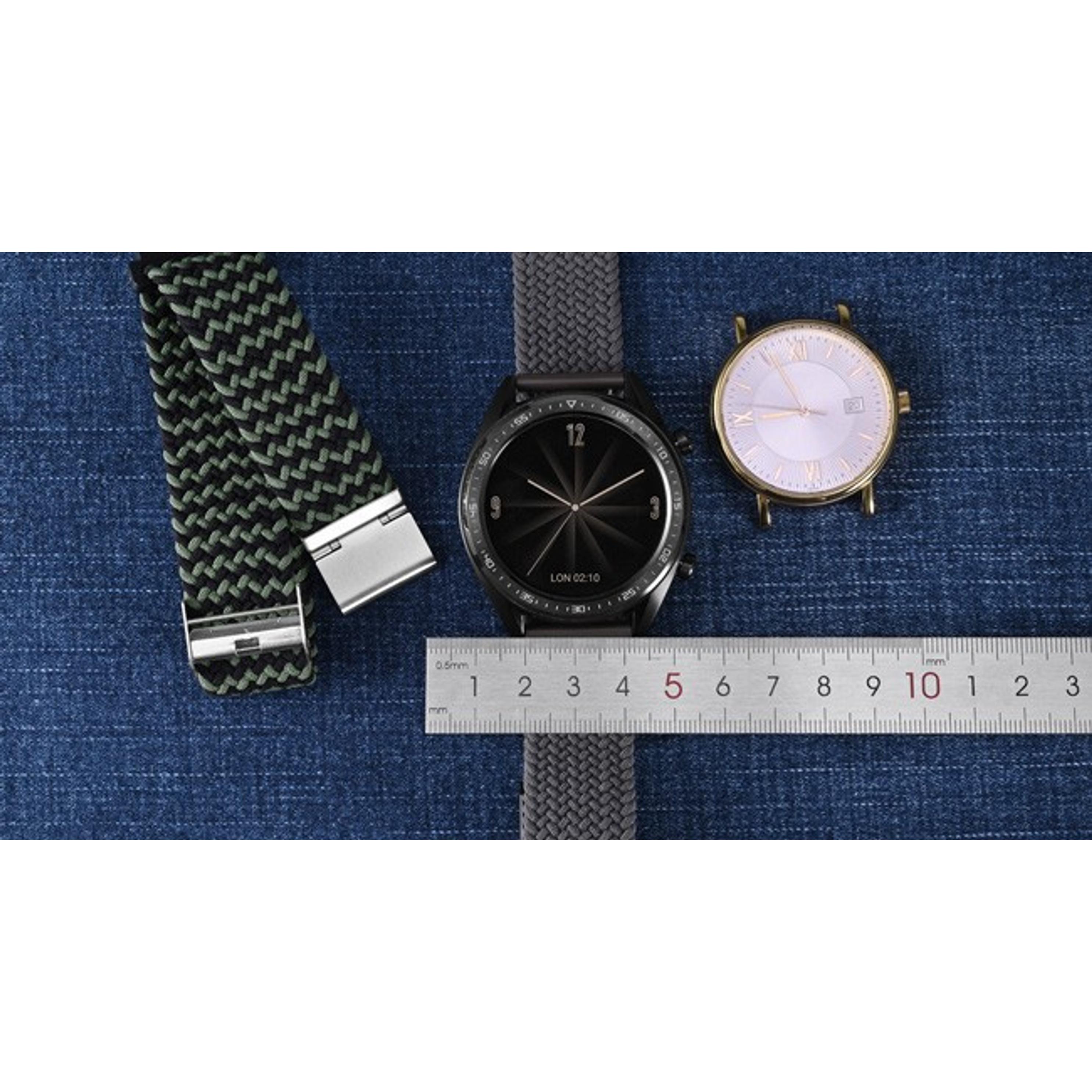 22mm Braided Nylon Watch Band for Men & Women, Quick Release, Black Stainless Steel Buckle - BlackGift