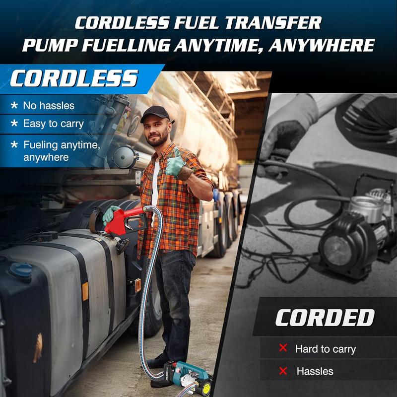 Seesii 21V Cordless Fuel Transfer Pump - 12 GPM Electric Diesel Pump with 2x4.0Ah Batteries, Auto-Shutoff Nozzle & 2x6.6FT Hoses- Portable Kit for Diesel, Kerosene & Machine Oil, Black Friday Deals