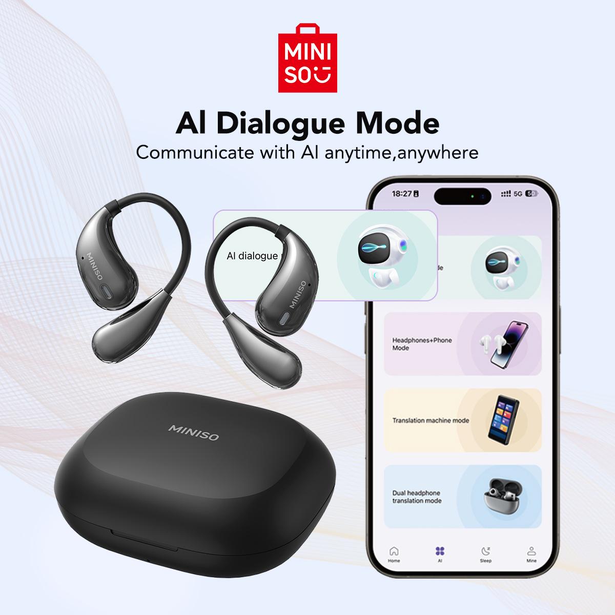 MINISO X33 Wireless Bluetooth With APP ，Open Earphones 5.4 Compact and Lightweight Hanging Earphones Immersive High-Quality Sound Long-Distance Connection Built-in Microphone One-Click Answering and Song Switching