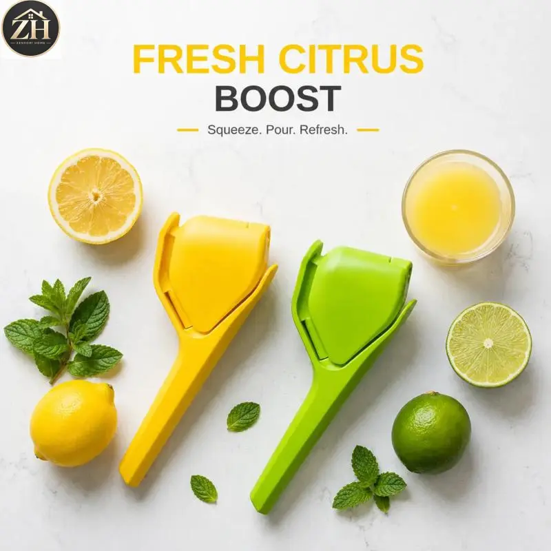 ZVHE Ultralight Lemon Fruit Press - Gadgets Citrus Squeezer with Handles, Easy Juicing Extractor Utensils, Yield, Min Effort, Fresh Juice in 3 Simple Steps, Includes Bowl & Cup, Single Unit