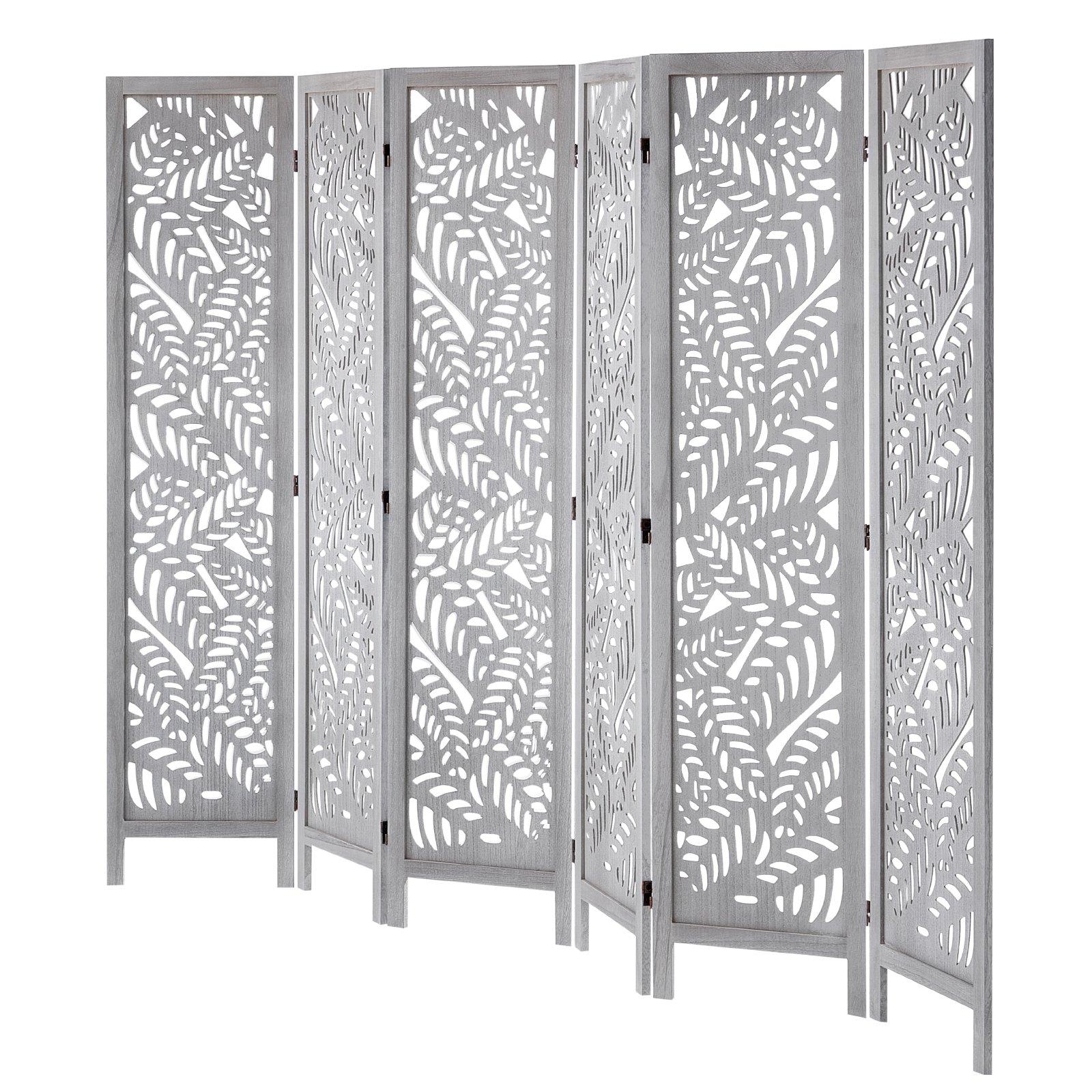 VEVOR Wood Room Divider - 6-Panel Carved Folding Privacy Screen, 66.9 in Tall Indoor Partition with Wood Panel Wall, Rectangular Form, Portable Setup for Home, Office