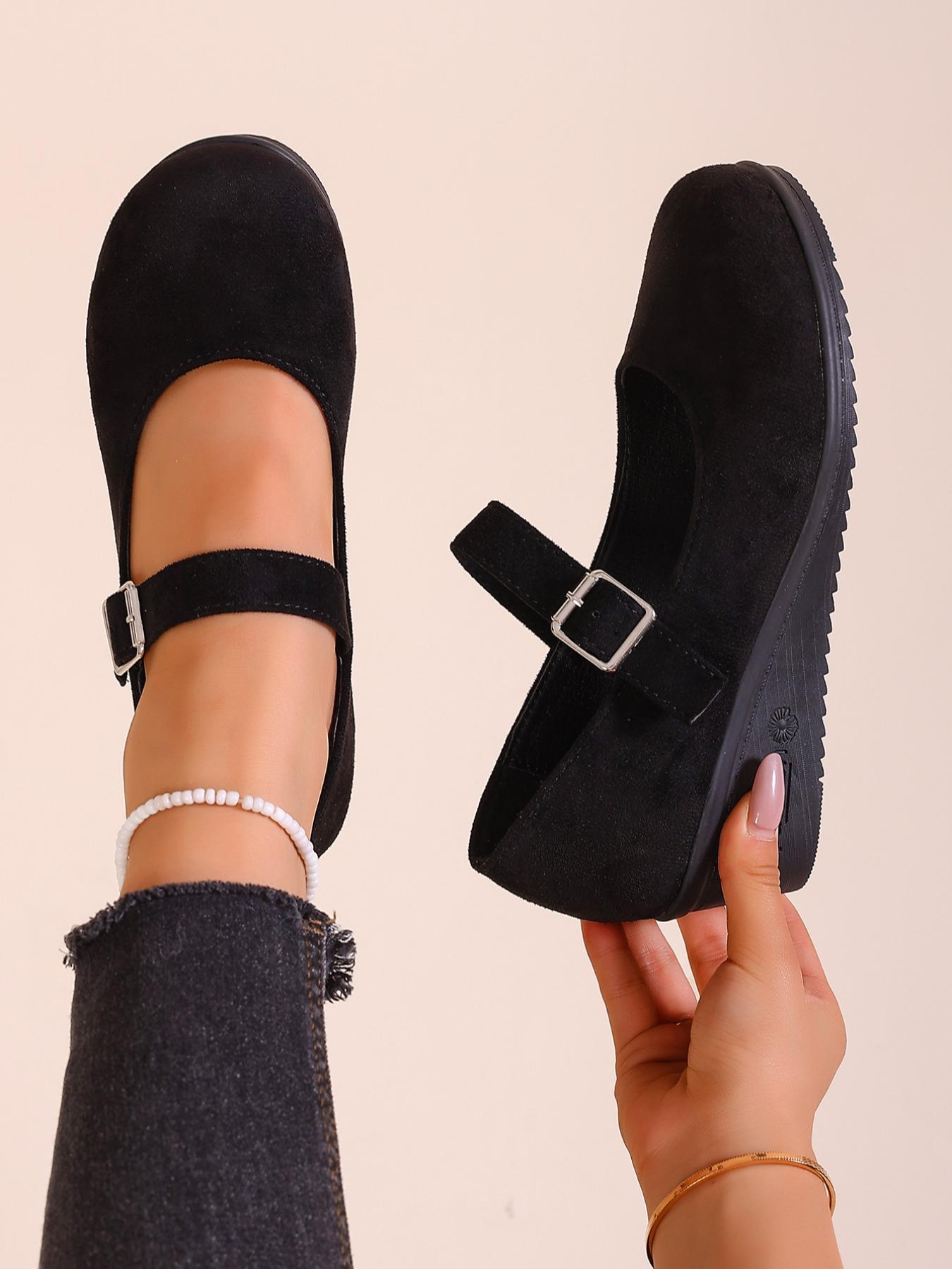 Women's High Heel Single Shoe, Comfortable Round Toe Design, Fashionable Retro Style, Spring & Fall Seasonal Footwear