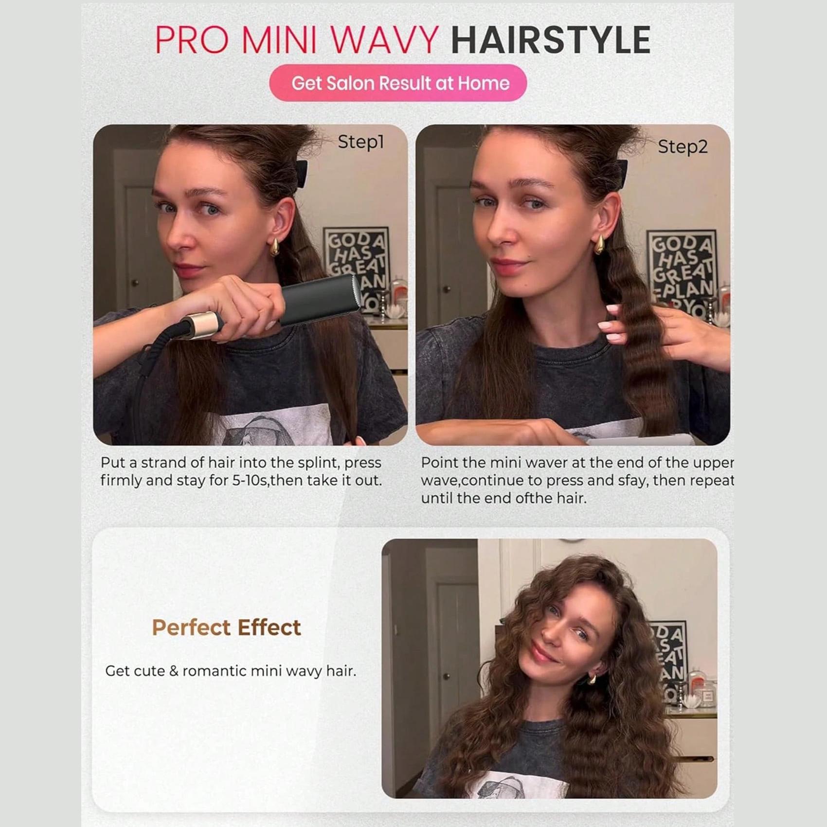 Mini Dual Voltage Curling Iron, Curling Wand & Hair Crimper - 5 Temp Adjustable (250°F-410°F), 30s Fast Heat-Up, Tourmaline Barrel, Anti-Scald Protection, 1.02cm Barrel For Beach Waves & Curls, Includes Heat-Resistant Pouch, Gifts, Heated Curler